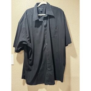Van Heusen Studio Mens 3XLT Black Short Sleeve Button Down Shirt Big and Tall